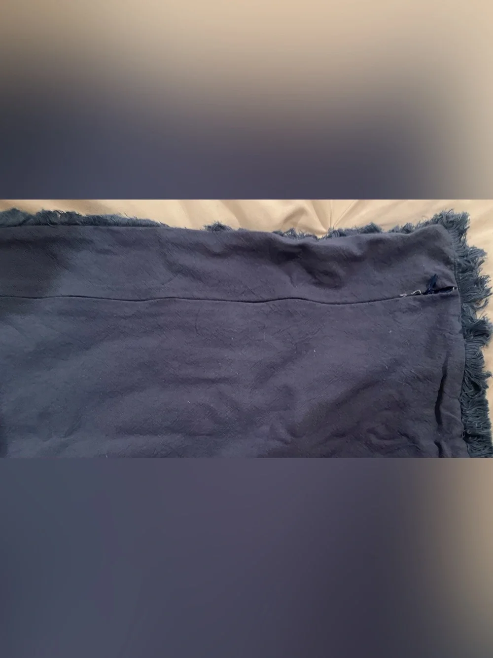 Set of 2- 20x20 pillow covers in blue with fringe ends